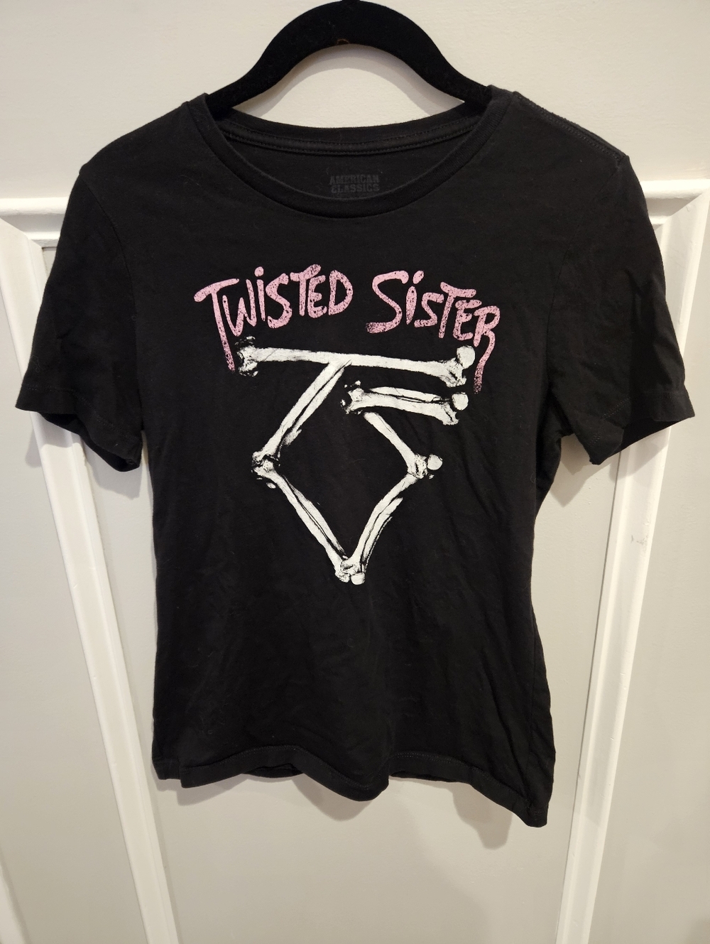 Twisted Sister Black Graphic Band Tee with Pink Logo Size Small